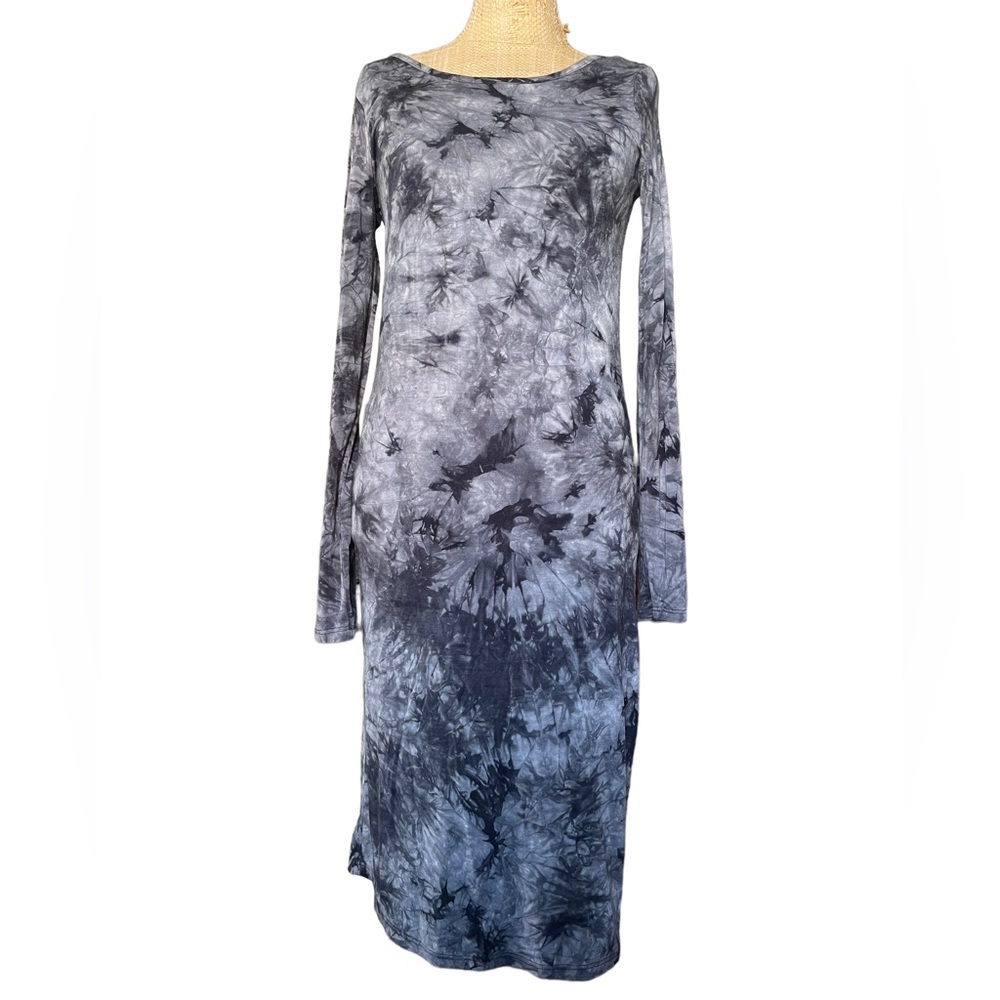 Amistar midi low back stretch dress tie dye black and grey women’s Lg.🇨🇦